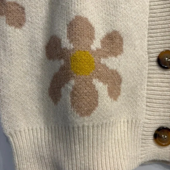 Industry Republic Clothing Retro Daisy Print Warm Cardigan Sweater Womens Medium - Picture 5 of 10